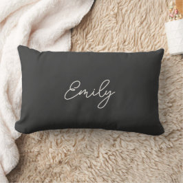 Minimalist Gray Script Name Dorm Pillow  ランバークッション