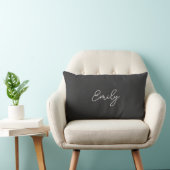 Minimalist Gray Script Name Dorm Pillow  ランバークッション (椅子)
