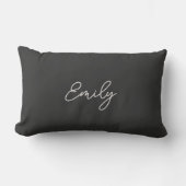 Minimalist Gray Script Name Dorm Pillow  ランバークッション (正面)