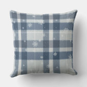 Minimalist Gray & Silver Snowflake Plaid クッション (裏面)