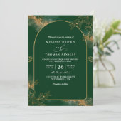 Minimalist Green and Gold Modern QR Code Wedding 招待状 (スタンド正面)