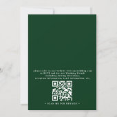Minimalist Green and Gold Modern QR Code Wedding 招待状 (裏面)