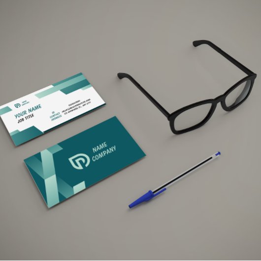 Minimalist Green and White Professional Business C 名刺