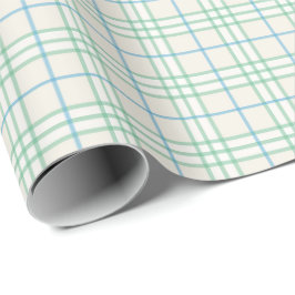 Minimalist Green & Blue Grid PatternWrapping Paper ラッピングペーパー