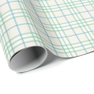 Minimalist Green & Blue Grid PatternWrapping Paper ラッピングペーパー