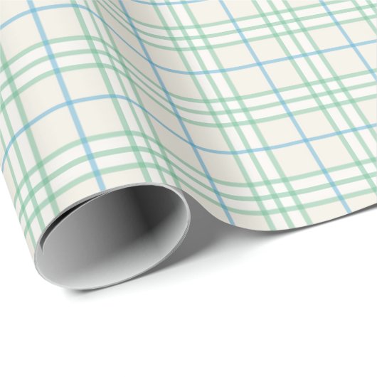 Minimalist Green & Blue Grid PatternWrapping Paper ラッピングペーパー (ロールコーナー)