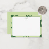 Minimalist Green Border Monogram Note Card ノートカード (正面/裏面インサイチュ)