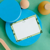 Minimalist Green Border Monogram Note Card ノートカード