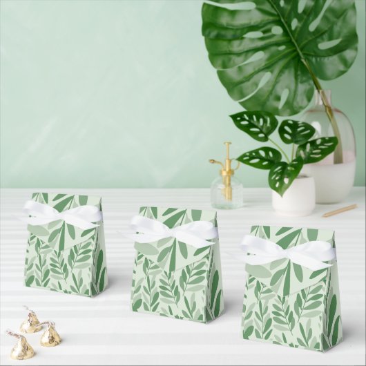 Minimalist Green Botanical Leaves Pattern  フェイバーボックス (複数)