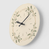 Minimalist Green Botanical Wall Clock  ラージ壁時計 (傾斜)