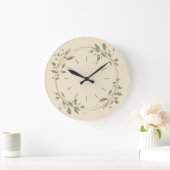 Minimalist Green Botanical Wall Clock  ラージ壁時計 (ホーム)
