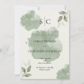 Minimalist Green Botanical Wedding Invitation 招待状 (正面)