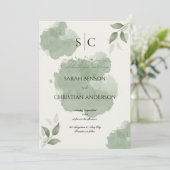 Minimalist Green Botanical Wedding Invitation 招待状 (スタンド正面)