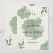 Minimalist Green Botanical Wedding Invitation 招待状 (正面/裏面)
