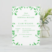 Minimalist Green Botanical Wedding Invitation 招待状 (スタンド正面)