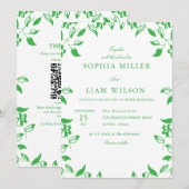 Minimalist Green Botanical Wedding Invitation 招待状 (正面/裏面)