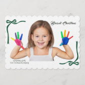 Minimalist Green Bows Blessing Christmas 招待状 (正面)