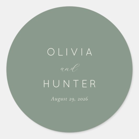 Minimalist Green Calligraphy ラウンドシール (正面)
