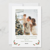 Minimalist Green Christmas Bow Ribbon 2 Photo シーズンカード (裏面)