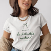 Minimalist Green Coquette Bow Bachelorette Weekend Tシャツ