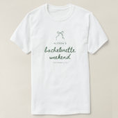 Minimalist Green Coquette Bow Bachelorette Weekend Tシャツ (デザイン正面)