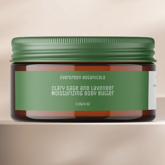 minimalist green cosmetics body butter jar label ラップアラウンド宛名ラベル