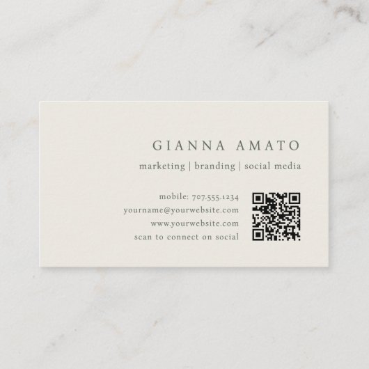 Minimalist Green & Cream Botanical 名刺 (裏面)