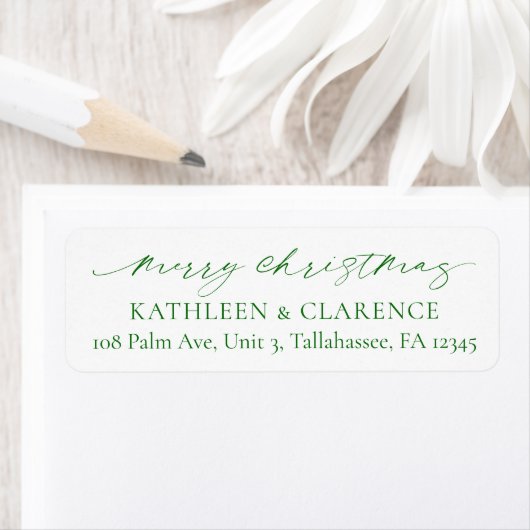 Minimalist Green Elegant Christmas Return Address ラベル (インサイチュ)