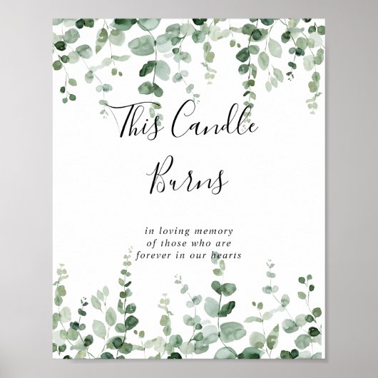 Minimalist Green Eucalyptus This Candle Burns Sign ポスター (正面)