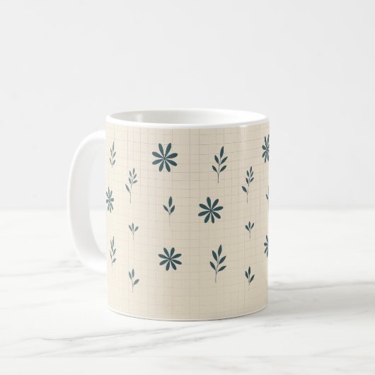 Minimalist Green Floral Classic Mug コーヒーマグカップ (正面左)