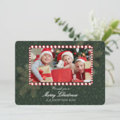 Minimalist Green Gold Merry Christmas Handwriting 招待状 (スタンド正面)