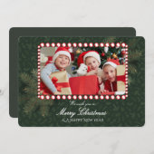 Minimalist Green Gold Merry Christmas Handwriting 招待状 (正面/裏面)