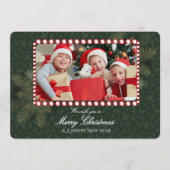 Minimalist Green Gold Merry Christmas Handwriting 招待状 (正面)