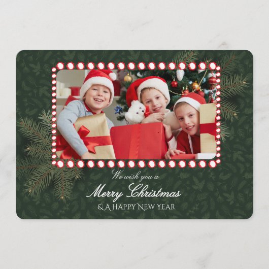 Minimalist Green Gold Merry Christmas Handwriting 招待状 (正面)