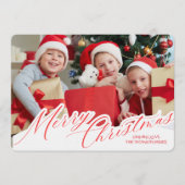 Minimalist Green Gold Merry Christmas Handwriting 招待状 (正面)