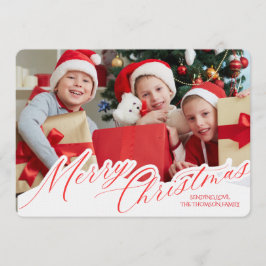 Minimalist Green Gold Merry Christmas Handwriting  招待状