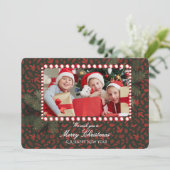 Minimalist Green Gold Merry Christmas Handwriting 招待状 (スタンド正面)