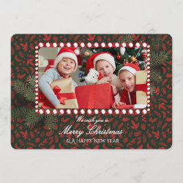 Minimalist Green Gold Merry Christmas Handwriting  招待状