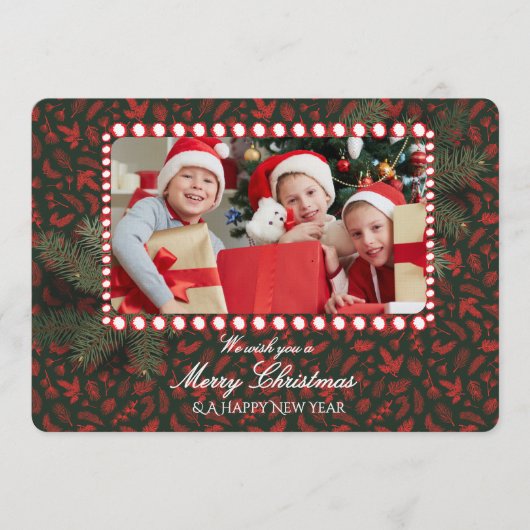 Minimalist Green Gold Merry Christmas Handwriting 招待状 (正面)