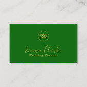 Minimalist Green Gold Scan Code Business Card 名刺 (正面)