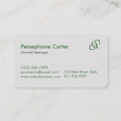 Minimalist Green Gray Clean Modern Managers 名刺 (正面)