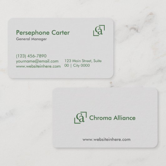 Minimalist Green Gray Clean Modern Managers 名刺 (正面/裏面)