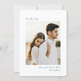 Minimalist Green Insta Photo Film Simple Wedding セーブザデート