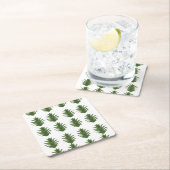 Minimalist Green Leaf Botanical Paper Plate スクエアペーパーコースター (インサイチュ)