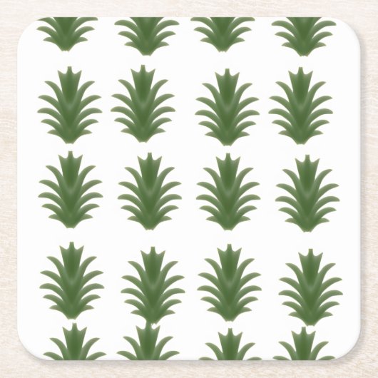 Minimalist Green Leaf Botanical Paper Plate スクエアペーパーコースター (正面)