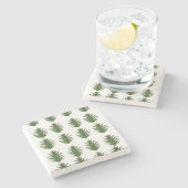 Minimalist Green Leaf Botanical Paper Plate ストーンコースター (横)