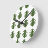 Minimalist Green Leaf Botanical Paper Plate ラウンド壁時計 (傾斜)