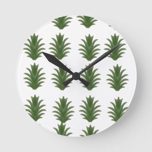 Minimalist Green Leaf Botanical Paper Plate ラウンド壁時計 (正面)
