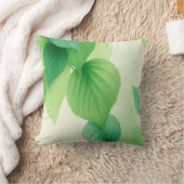 Minimalist Green Leaves Art – Botanical Print クッション (ブランケット)