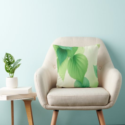 Minimalist Green Leaves Art – Botanical Print クッション (椅子)